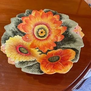 Porcelain sunflower tray New, never used